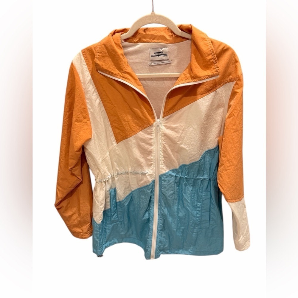 Urban Outfitters Colorblock Windbreaker Jacket Orange Blue Size Small